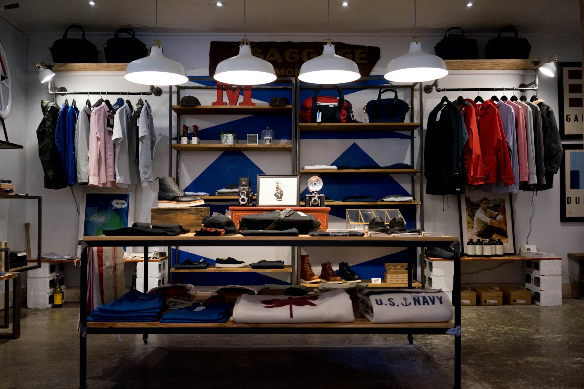 Wholesale clothing racks in a professional apparel showroom