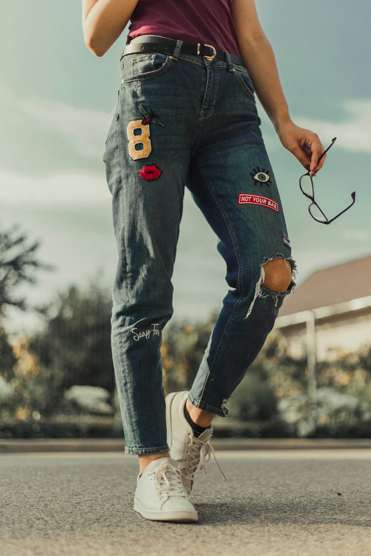 High-rise denim jeans folded for wholesale catalog